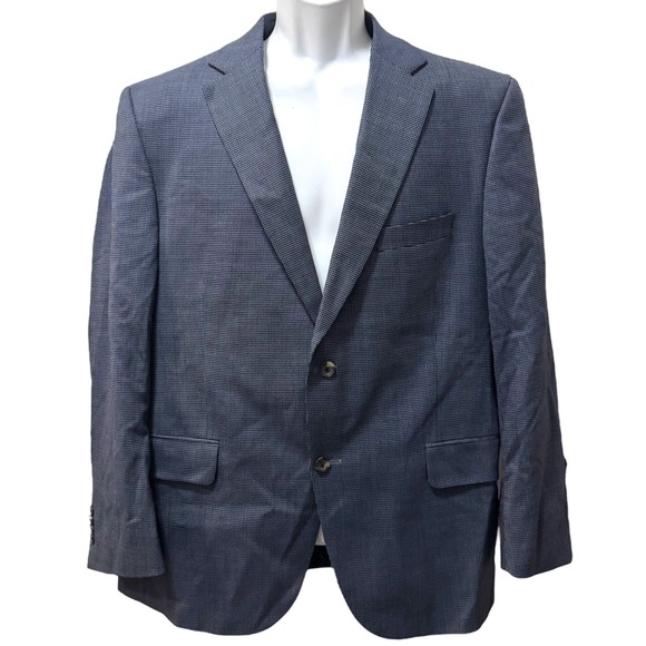 Cremieux Blazer Wool Loro‎ Piana Fabric Two Button Blue White Specs Size 44S - Picture 1 of 7